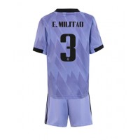 Fotbalové Dres Real Madrid Eder Militao #3 Dětské Venkovní 2022-23 Krátký Rukáv (+ trenýrky)